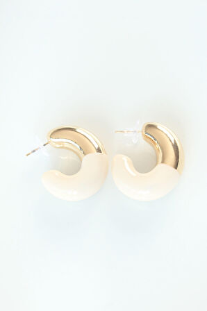 CCB Krem Gold Çift Renk Küpe - EBJ240521W24163