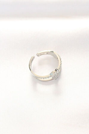 2li Görünümlü Topçuk Model Silver Renk Ayarlanabilir Yüzük - EBJ240521W24359