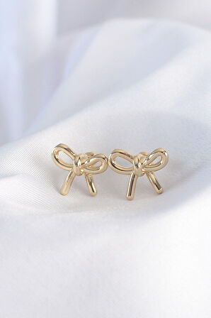 Pirinç Gold Renk Minimal Fiyonk Küpe - EBJ240601W24539
