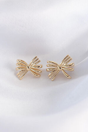 Pirinç Gold Renk Fiyonk Küpe - EBJ240601W24541