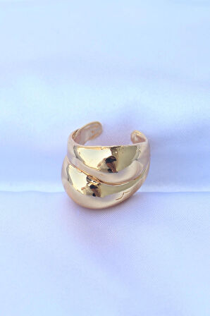 Pirinç Gold Renk Ayarlanabilir Damla Yüzük - EBJ240608W24851
