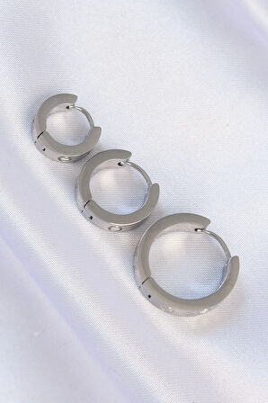 316L Çelik Gümüş Renk Cartier Model 3lü Halka Küpe - EBJ240613W24957