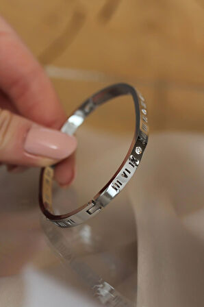 316L Çelik Roma Rakamlı Silver Renk Cartier Bilezik - EBJ240629W24996