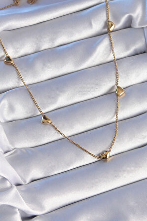 316L Çelik Gold Renk Minimal Kalp Model Kolye - EBJ240714W25386