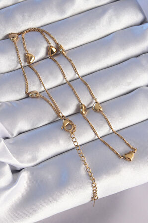 316L Çelik Gold Renk Minimal Kalp Model Kolye - EBJ240714W25386