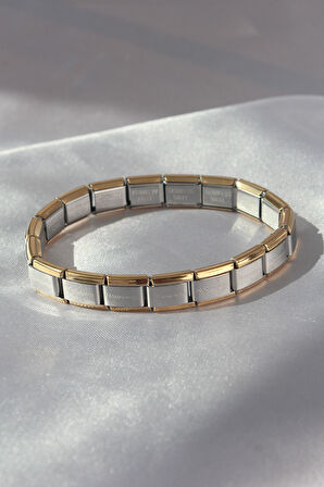 316L Çelik Çift Renk Yazılı Nomination Bileklik - EBJ240820W26757