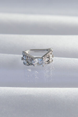 Pirinç Gümüş Renk Zirkon Taş Kaplama Earcuff Küpe - EBJ240820W26736