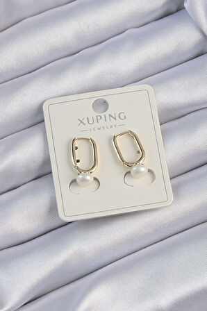 Xuping Gold Renk İnci Taşlı Uzun Halka Küpe - EBJ240913W28035