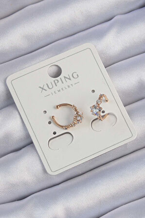 Xuping Rose Renk Zirkon Taşlı Yıldız Model Earcuff Küpe - EBJ240913W28073