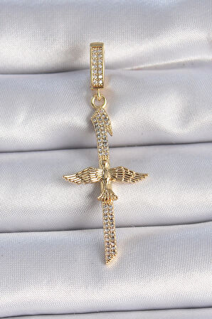 Gold Renk Zirkon Taş Detaylı Elif Model Anka Kuşu Figür Ajda Charm - EBJ241109W28983