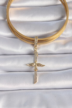 Gold Renk Zirkon Taş Detaylı Elif Model Anka Kuşu Figür Ajda Charm - EBJ241109W28983