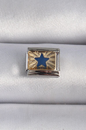 Gümüş Renk Gold Mavi Yıldız İşlemeli Nomination Charm - EBJ241109W29006