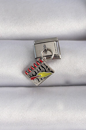 Gümüş Renk Sallantı Defter Figür Nomination Charm - EBJ241109W29030