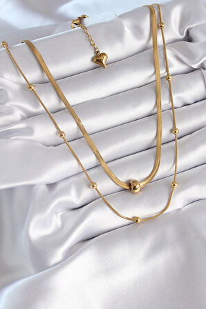 Gold Renk İtalyan Zincir Model Topçuk Detay Kadın Kolye - EBJ241109W29103