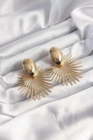 Gold Renk Yansımalı Küpe - EBJ241123W28284