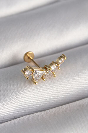 Gold Renk Zirkon Taşlı Tragus Piercing - EBJ241123W29487