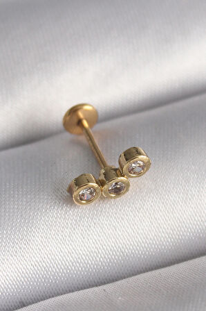 Gold Renk Zirkon Taşlı Tragus Piercing - EBJ241123W29499