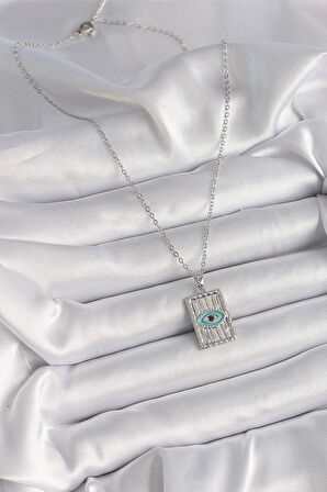 Gümüş Renk Zirkon Taşlı Göz İşleme Detaylı Plaka Model Kadın Küpe - EBJ241221W30083