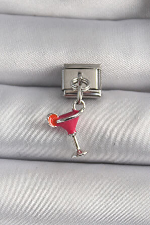 Gümüş Renk Sallantı Kokteyl Model Nomination Charm - EBJ250113W30338