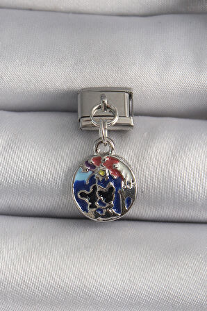 Gümüş Renk Sallantı Dünya Model Nomination Charm - EBJ250113W30340