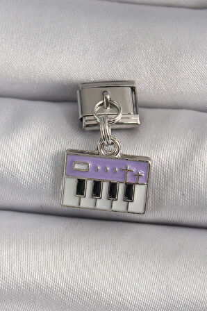 Gümüş Renk Sallantı Mor Piyano Figür Nomination Charm - EBJ250113W30402