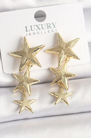 Pirinç Gold Renk Sallantı Yıldız Model Kadın Küpe - EBJ250118W30679