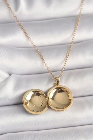 Gold Renk Zincir Zirkon Taş Detaylı Açılır Galaksi Model Kadın Kolye - EBJ250207W31096