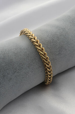 Çelik Gold Renk Kalın Zincir Model Kadın Bileklik - EBJ250301W31417
