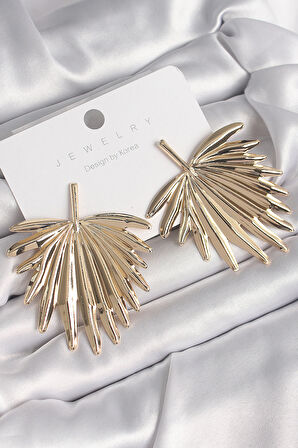 Pirinç Gold Renk Yaprak Model Kadın Küpe - EBJ250301W31507