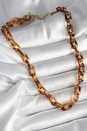 Leopar Desenli Mika Zincir Kadın Kolye - EBJ250530W34347