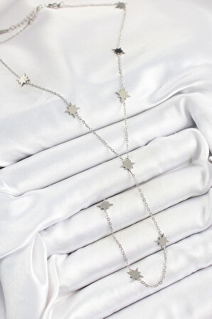 Kutup Yıldızı Figürlü Y Model Gümüş Renk Kadın Kolye - EBJ250628W35876