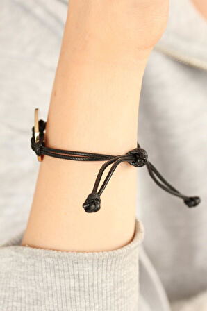 COOL (Havalı) Siyah Deri İpli Unisex Mood Bileklik - EBJ250705W36386