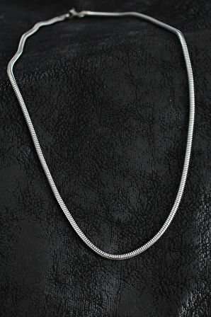 Oval İtalyan Zincir Model Gümüş Renk Erkek Kolye - EBJ250705W36406
