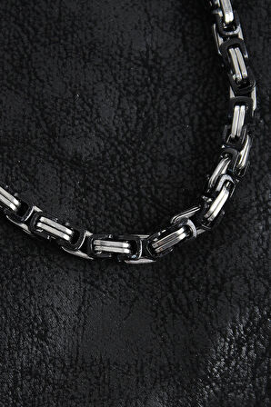 Kral Zincir Model Gümüş Renk Erkek Kolye - EBJ250705W36415