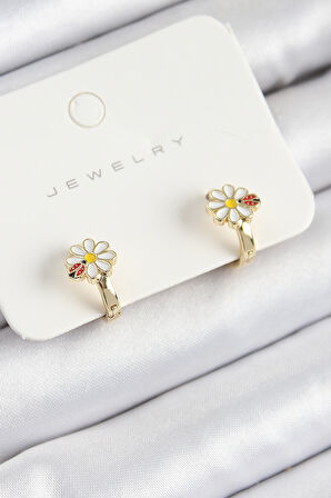 Pirinç Papatya Model Gold Renk Çocuk Küpe - EBJ250711W36561