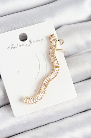 Pirinç Su Yolu Model Gold Renk Sağ Kıkırdak Küpe - EBJ250802W36981