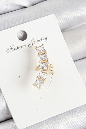 Pirinç Zirkon Taşlı Model Gold Renk Sağ Kıkırdak Küpe - EBJ250802W36996