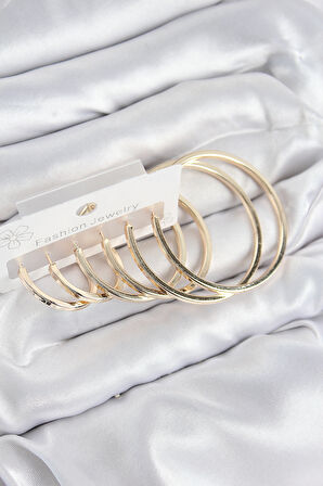 Pirinç Halka Model Gold Renk Kadın Set Küpe - EBJ250802W37047