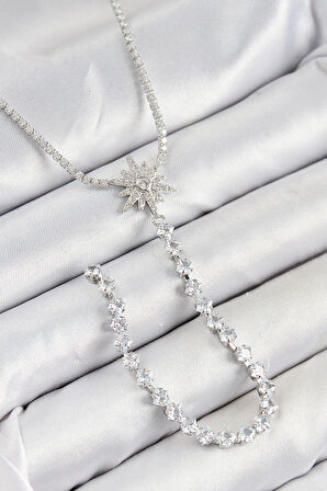 Pirinç Zirkon Taşlı Kutup Yıldızı Model Gold Renk Y Kolye - EBJ250816W37239