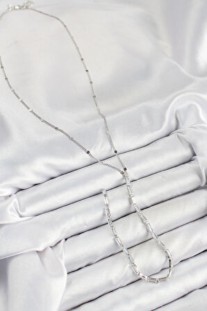 Pirinç Zirkon Taşlı Model Gümüş Renk Y Kolye - EBJ250816W37241