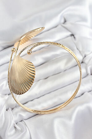 Pirinç İstiridye Model Gold Renk Kadın Pazu Bileklik - EBJ250902W37603