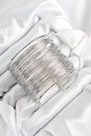 Pirinç Tel Sarma Model Gümüş Renk Kadın Bileklilk - EBJ250902W37756