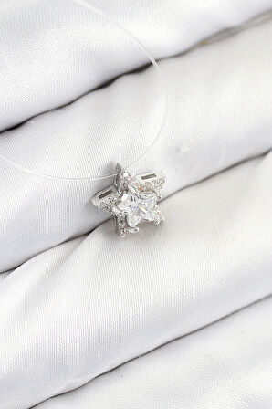 Misineli Yıldız Model Gümüş Renk Hayalet Kolye - EBJ250902W37596