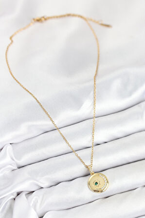 Zirkon Taşlı Ay Ve Güneş Model Gold Renk Kadın Kolye - EBJ250902W37704