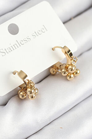 Boncuklu Halka Model Gold Renk Kadın Küpe - EBJ250902W37643