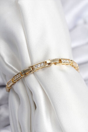 Pirinç VIP Seri Gold Renk Parçalı Model Kadın Bileklik - EBJ250920W37873