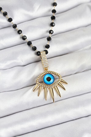 Zincir Kristal Boncuklu Göz Model Kadın Kolye - EBJ250920W37829