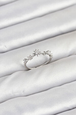 Pirinç Gümüş Renk Manifest Kadın Yüzük - EBJ250927W37978