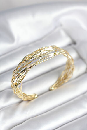 Gold Renk Pirinç Vintage Kadın Bileklik - EBJ251010W38195