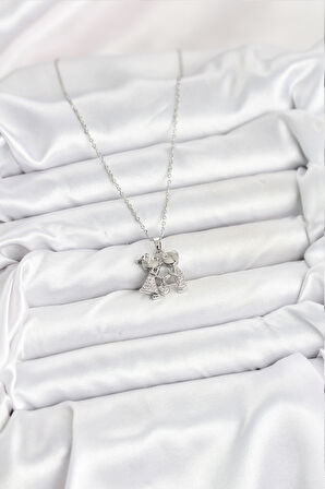 Zincir Gümüş Renk Erkek Kız Model Kadın Kolye - EBJ251025W38306